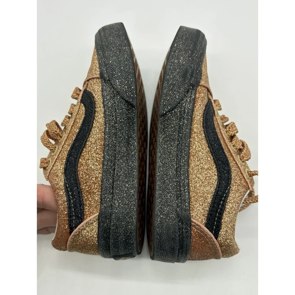 Vans Old Skool Party Glitter Sneakers Gold And Black Kids Size 10.5